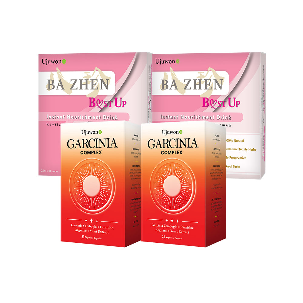 【Bundle of 4】Ujuwon Garcinia Complex 30s x 2 Boxes + Ba Zhen B.ust Up Instant Nourishment Drink 8s x 2 Boxes