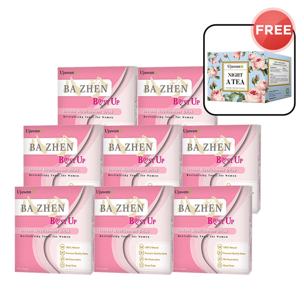 【Limited Time Sale】Ujuwon Ba Zhen Instant Nourishment Drink (B.ust Up/Clean Detox/Goji) x 8 Boxes + FREE Morning C Tea 10s