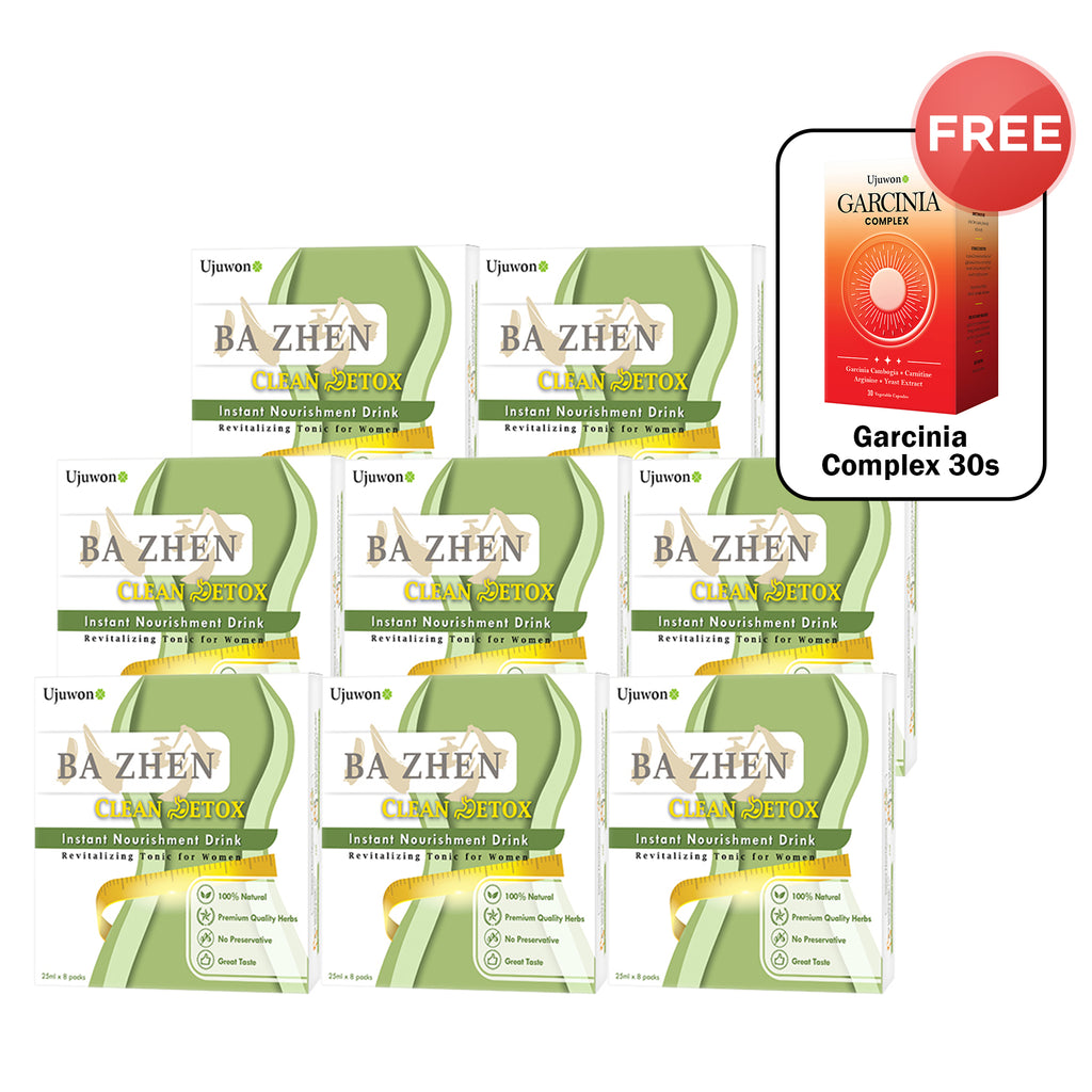 【Bundle of 8】Ujuwon Ba Zhen Clean Detox Instant Nourishment Drink 8s x 8 + Free Garcinia Complex 30s